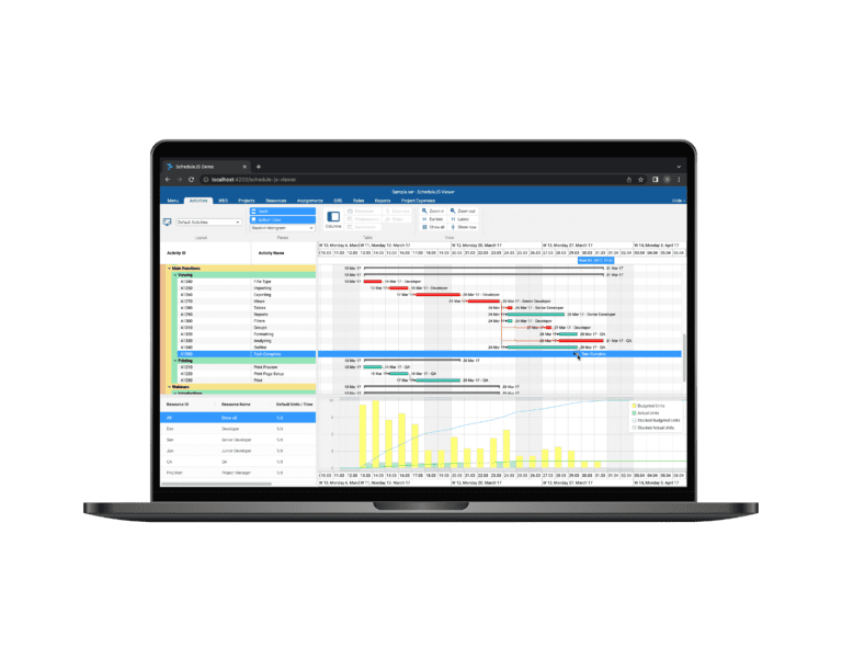 example of Gantt framework js viewer