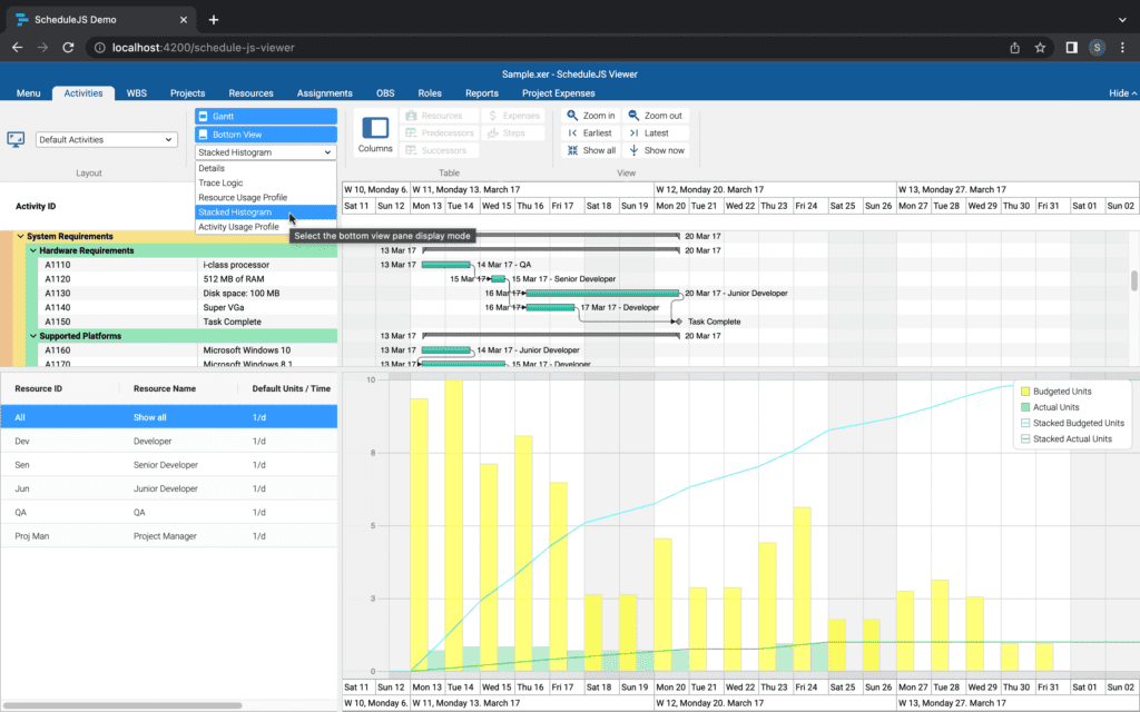 Schedulejs viewer gantt