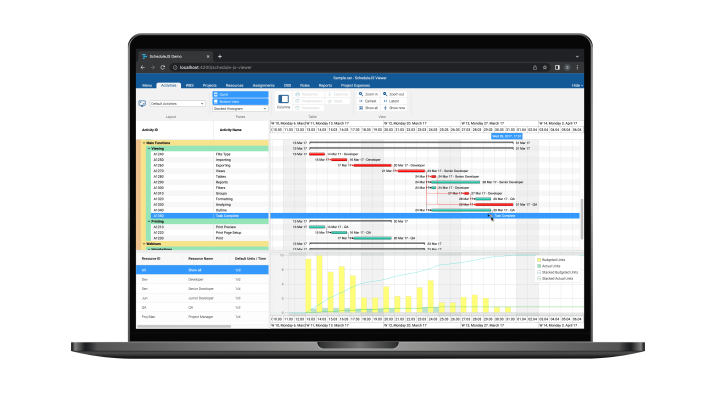 example of Gantt framework js viewer