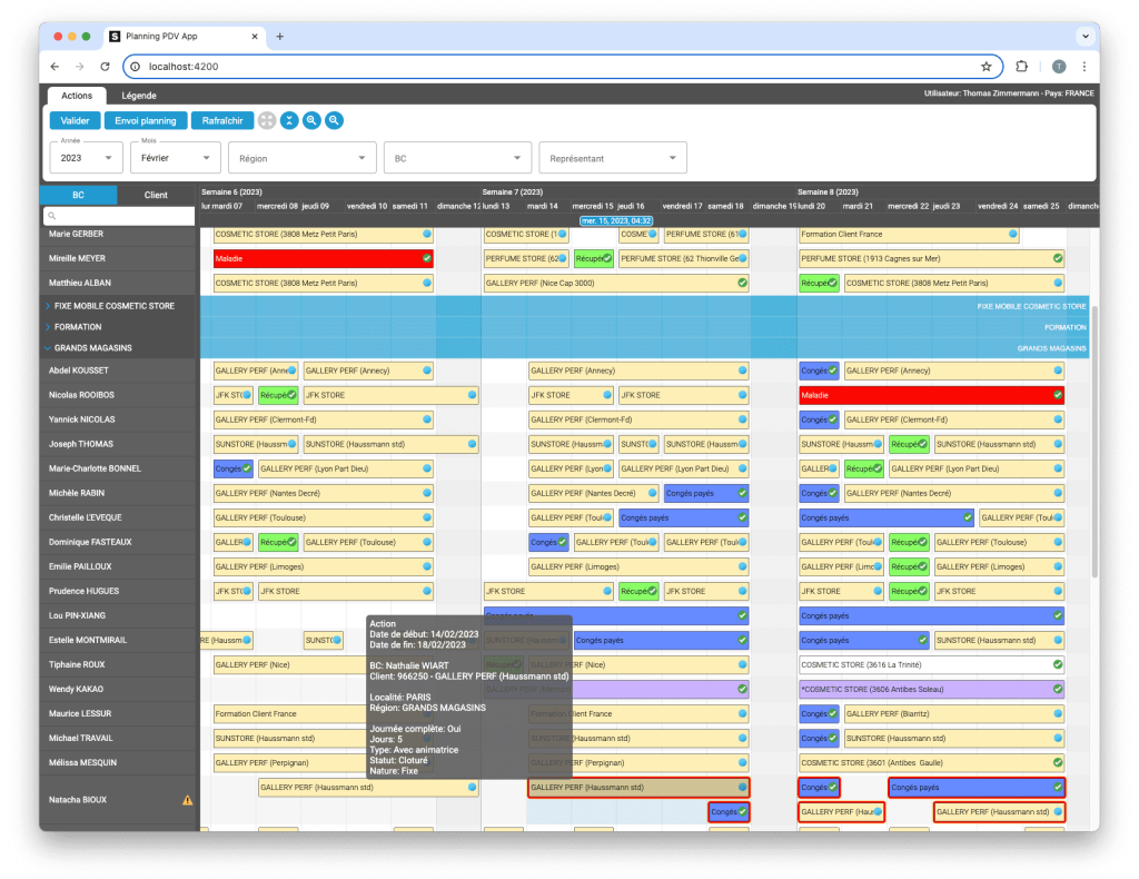 sceenschot example appli Gantt charts