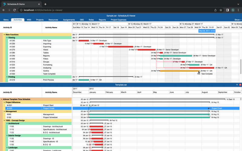 Schedulejs viewer gantt